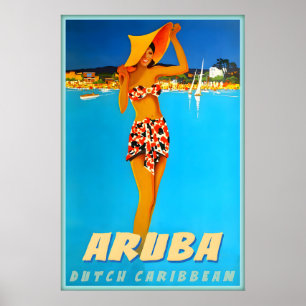 Aruba Niederländische Karibik Tropisch ABC Inseln Poster