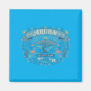 Aruba One Happy Island Flamingo Divi Tree Vintage Magnet