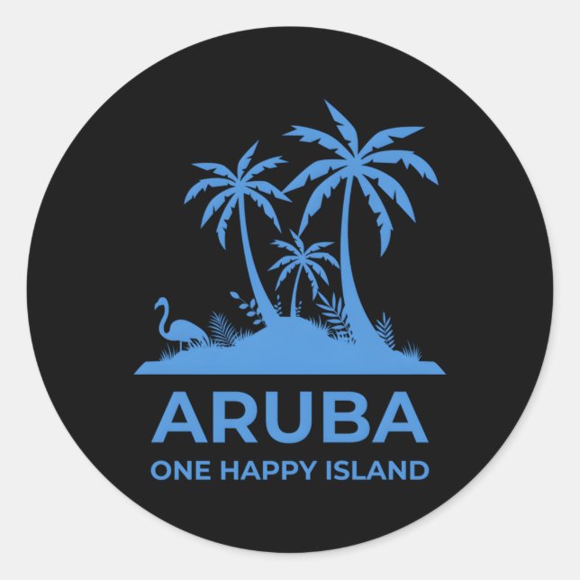 Aruba One Happy Island Runder Aufkleber (Vorderseite)