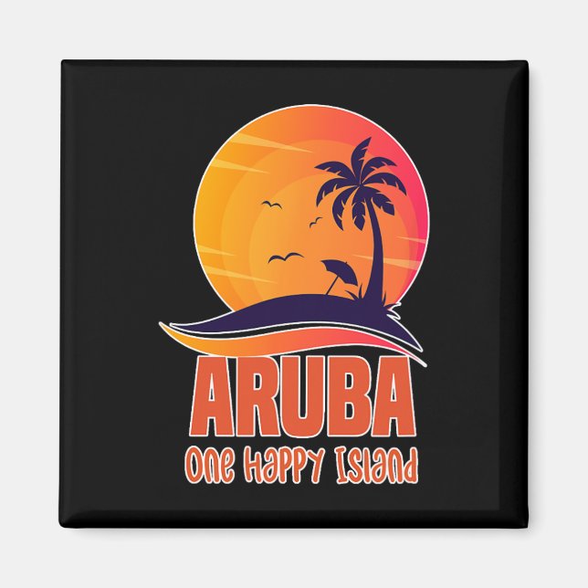Aruba One Happy Island Schöner Sunset Beach Magnet (Vorne)