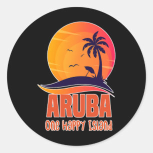 Aruba One Happy Island Schöner Sunset Beach Runder Aufkleber