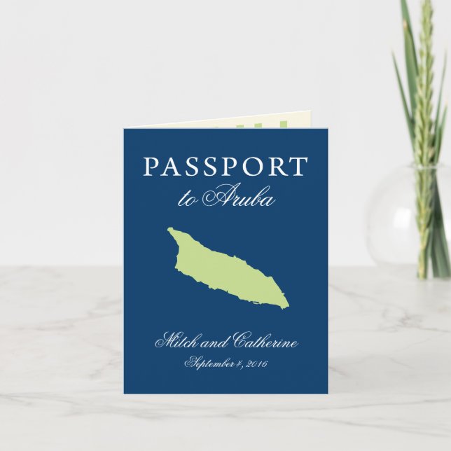 Aruba Passport Wedding mit Divi Divi Tree Einladung (Vorderseite)