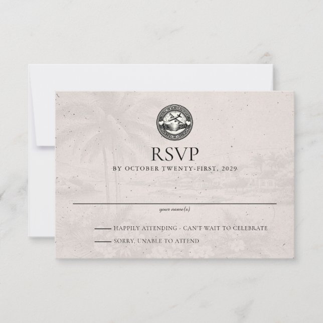Aruba Passport Wedding RSVP Card (Vorderseite)