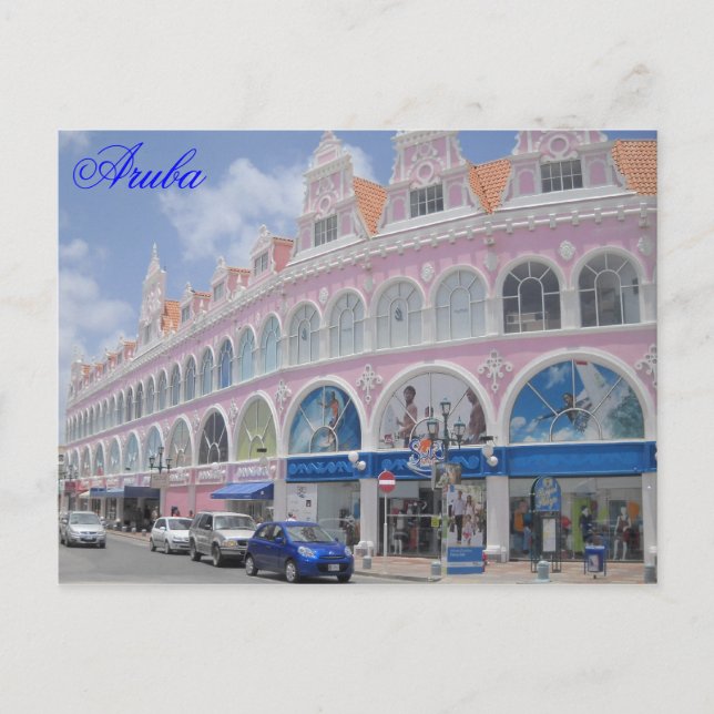 Aruba, Postkarte im Zentrum von Oranjestad, Aruba (Vorderseite)