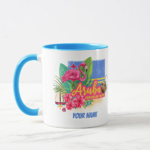 Aruba Retro Karibikinsel mit Flamingo Vintage Tasse
