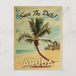 Aruba Save the Date Vintag Beach Palm Tree Ankündigungspostkarte