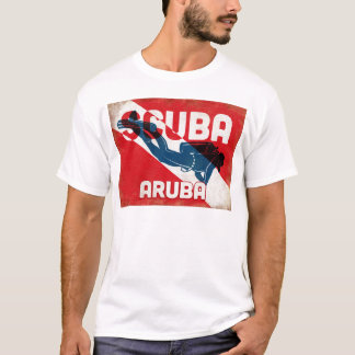 Aruba Scuba Diver - Blue Retro T-Shirt