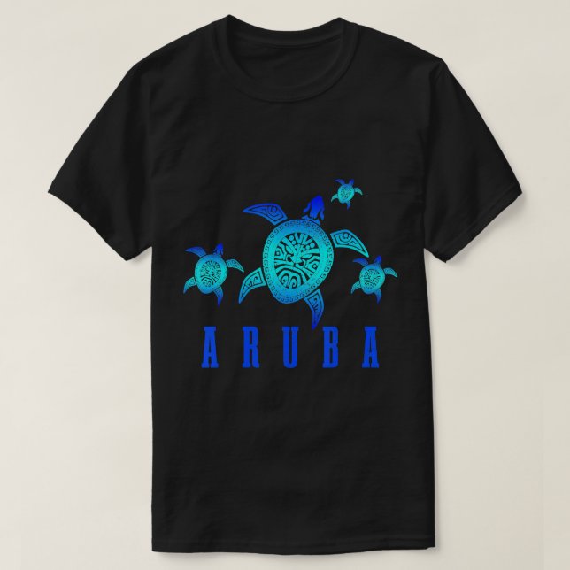 Aruba Sea Turtle Tribal Muster Scuba Diving T-Shirt (Design vorne)