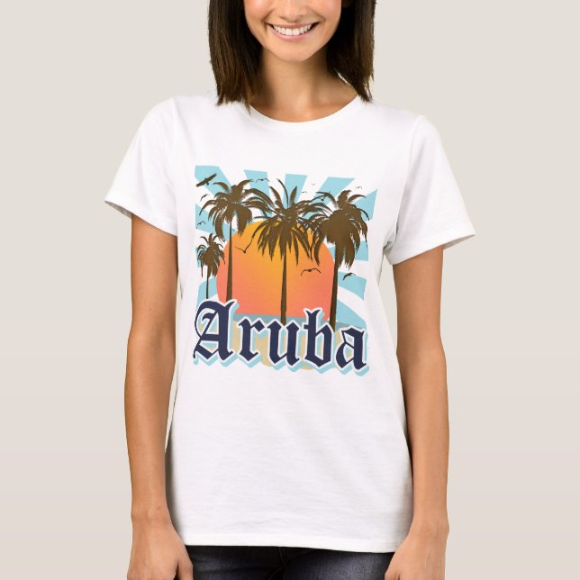 Aruba setzt Sonnenuntergang auf den Strand T-Shirt (Vorderseite)