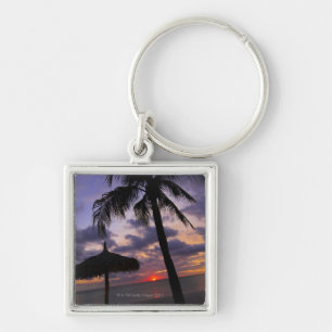 Aruba, Silhouette der Palme und des palapa an Schlüsselanhänger