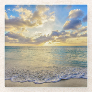 Aruba-Sonnenuntergang über beweglichem Meer Glasuntersetzer