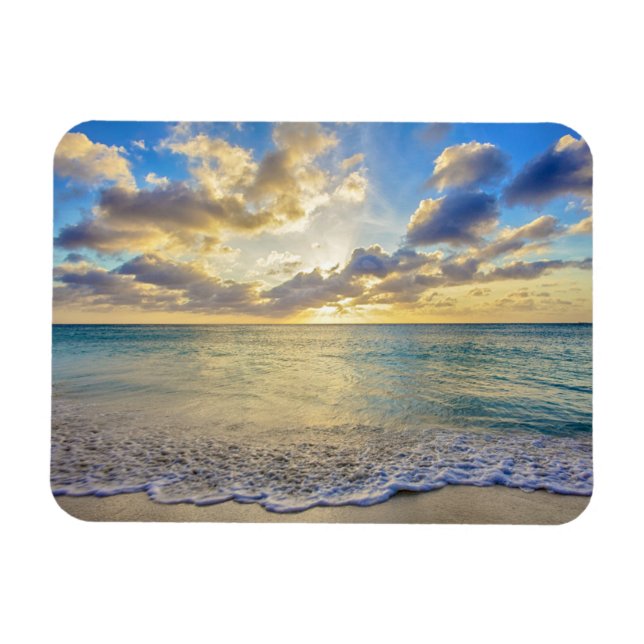 Aruba Sonnenuntergang über bewegtem Meer Magnet (Horizontal)