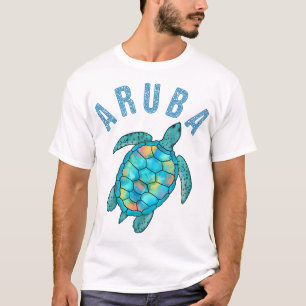 Aruba-Strand-Meeresschildkröte-Illustration T-Shirt