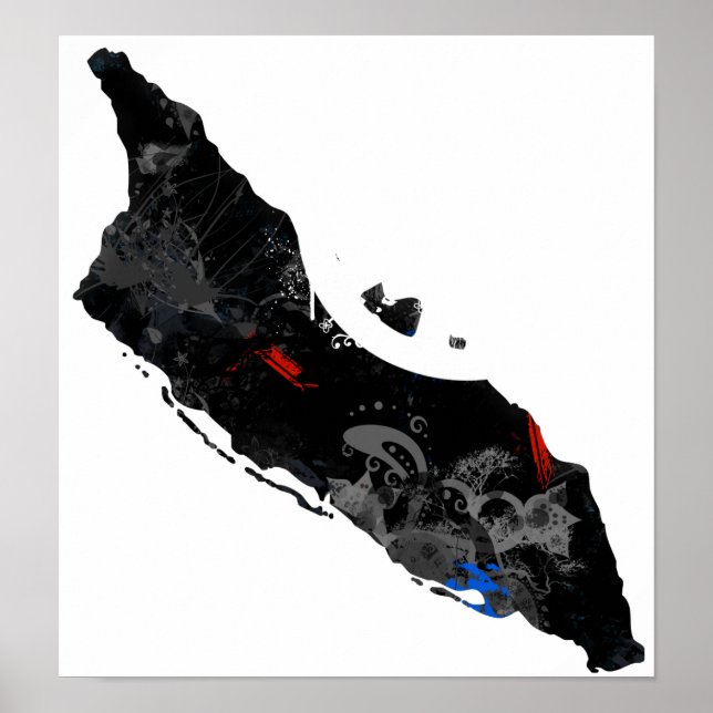 Aruba Trendy Peace Sign mit Aruban Map Poster (Vorne)