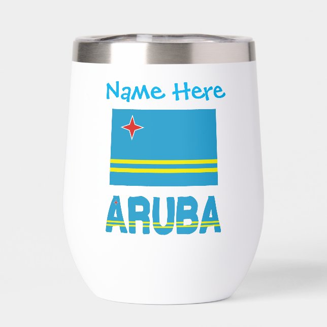 Aruba und Aruban Flag Blue Personalisierung (Rückseite)