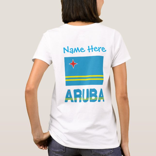 Aruba und Aruban Flag Blue Personalization Women's T-Shirt (Rückseite)