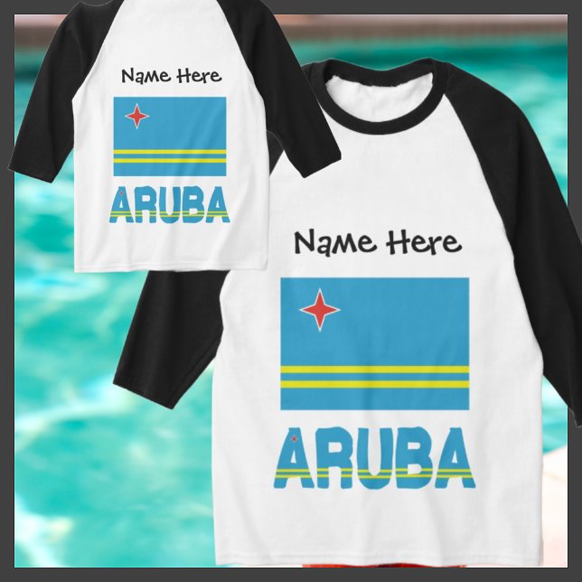 Aruba und Aruban Flag Personalisiert Lang geschlac T-Shirt (Von Creator hochgeladen)