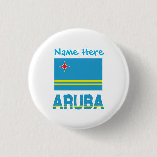 Aruba und Aruban Flagge Blau Personalisierung  Button