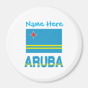 Aruba und Arubanische Flagge Blau Personalisierung Magnet