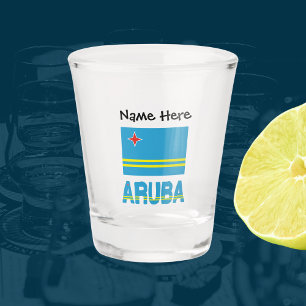 Aruba und Arubanische Flagge mit Ihrem Namen Schna Schnapsglas
