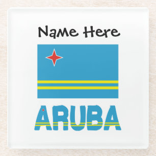 Aruba und Arubische Flagge Personalisiert Glasuntersetzer
