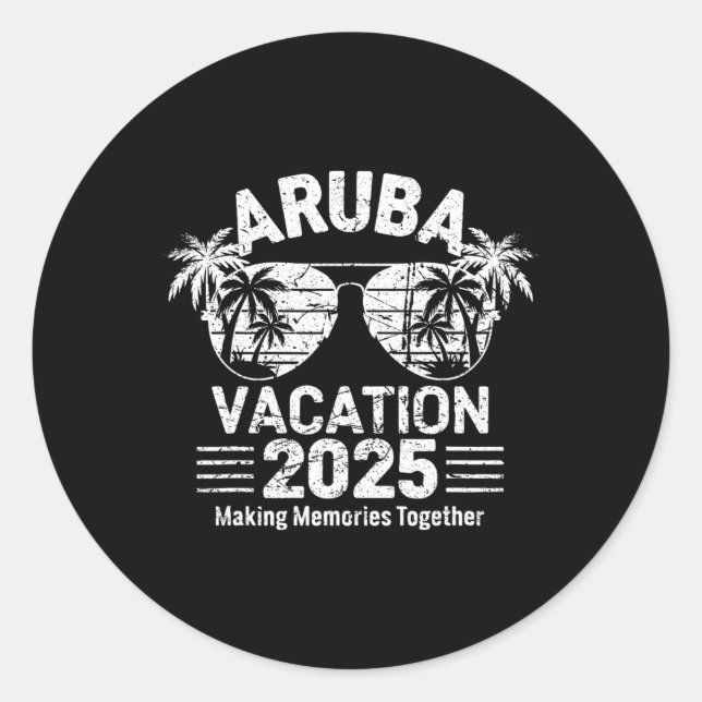 Aruba Urlaub 2025 Familienreisen T-Shirt Urlaub Runder Aufkleber (Vorderseite)