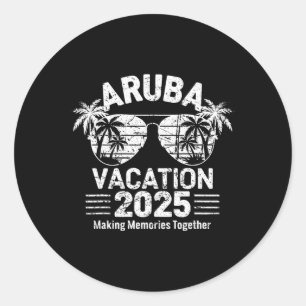 Aruba Urlaub 2025 Familienreisen T-Shirt Urlaub Runder Aufkleber