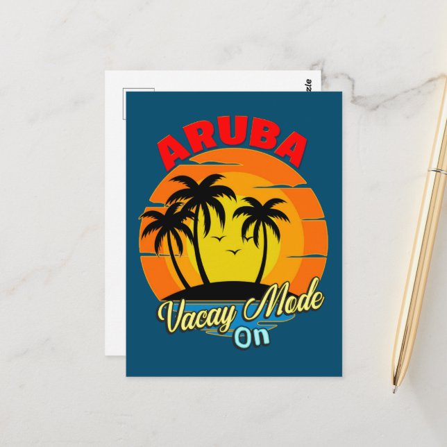 Aruba Vacay Modus auf Familienreise Postkarte (Vorderseite/Rückseite Beispiel)