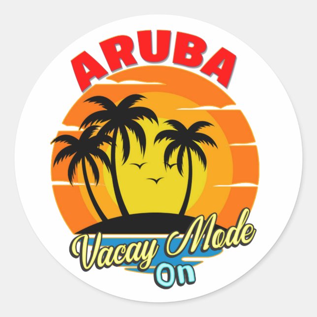 Aruba Vacay Modus auf Familienreise Runder Aufkleber (Vorderseite)