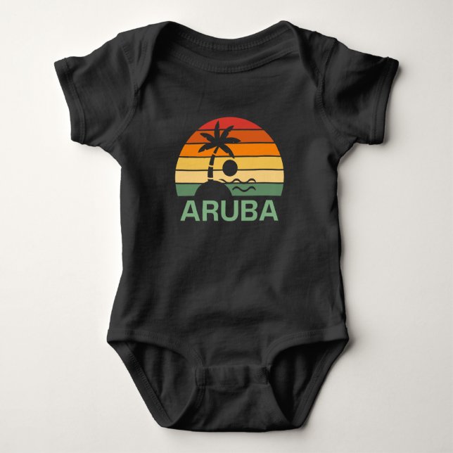 Aruba Vintag Palm Trees Summer Beach Baby Strampler (Vorderseite)