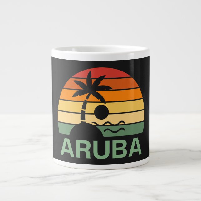 Aruba Vintag Palm Trees Summer Beach Jumbo-Tasse (Vorderseite)