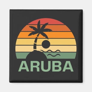 Aruba Vintag Palm Trees Summer Beach Magnet