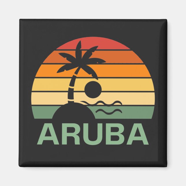 Aruba Vintag Palm Trees Summer Beach Magnet (Vorne)