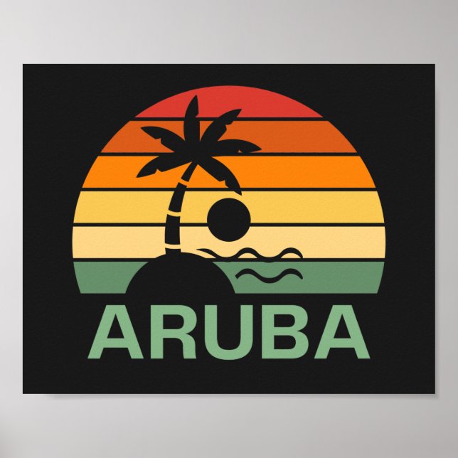 Aruba Vintag Palm Trees Summer Beach Poster (Vorne)