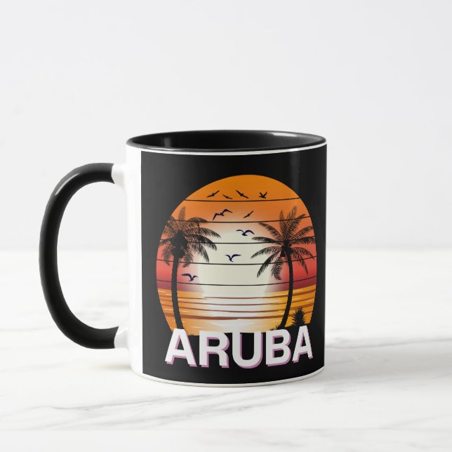 Aruba Vintag Palm Trees Summer Beach Tasse (Links)