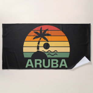 Aruba Vintag Palmen Bäume Sommer Strandtuch