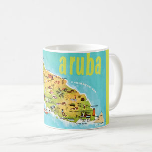 Aruba Vintage-Karte Postkarten-Tasse Kaffeetasse