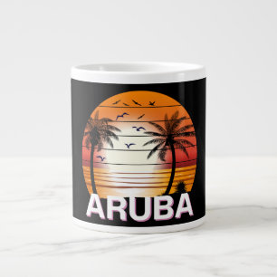 Aruba Vintage Palmen Sommer Strand Jumbo-Tasse