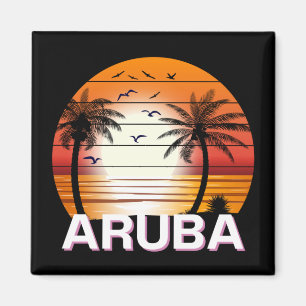 Aruba Vintage Palmen Sommer Strand Magnet