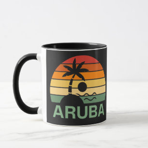 Aruba Vintage Palmen Sommer Strand Tasse