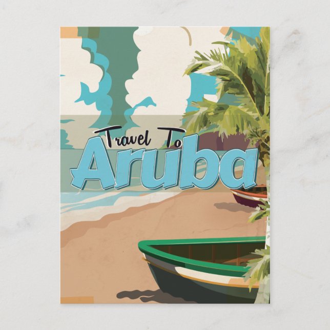 Aruba Vintage Travel Poster. Postkarte (Vorderseite)