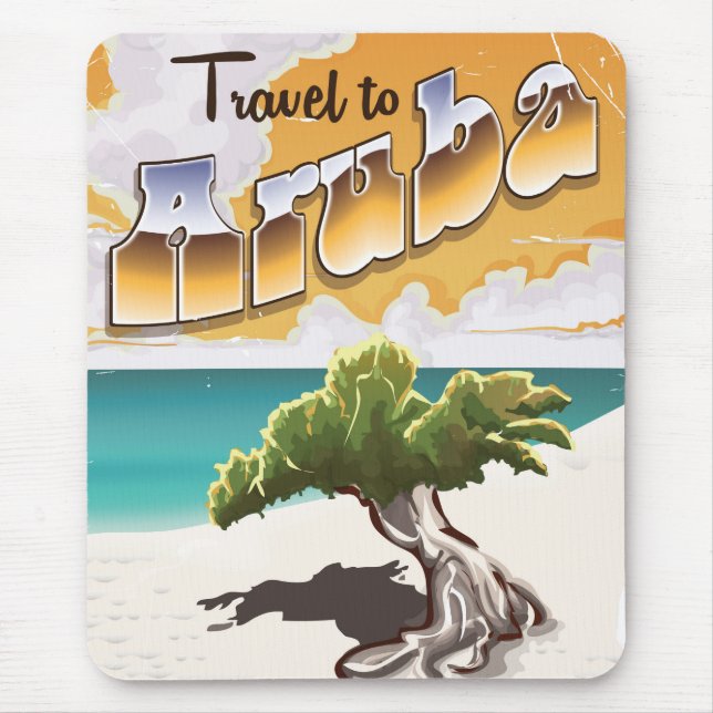 Aruba Vintager Strandausdruck Mousepad (Vorne)