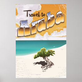 Aruba Vintager Strandausdruck Poster