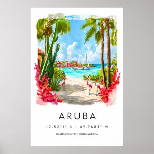Aruba-Wasserfarbenposter Aruba-Reise Druck Aruba Poster