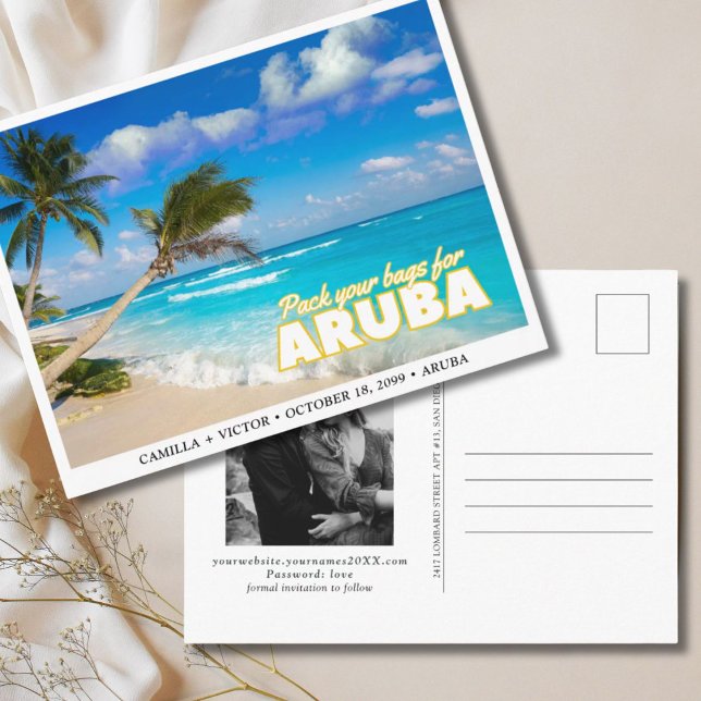 Aruba Wedding Island Save the Date Postcard Postkarte (Aruba Wedding)