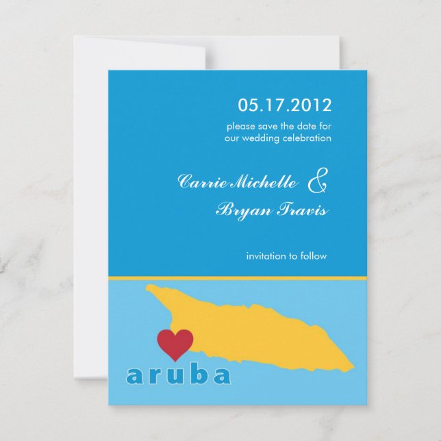 Aruba Wedding Save the Date Announcement Einladung (Vorderseite)