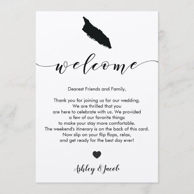 Aruba Wedding Welcome Letter & Itinerary Card Programm (Vorderseite)