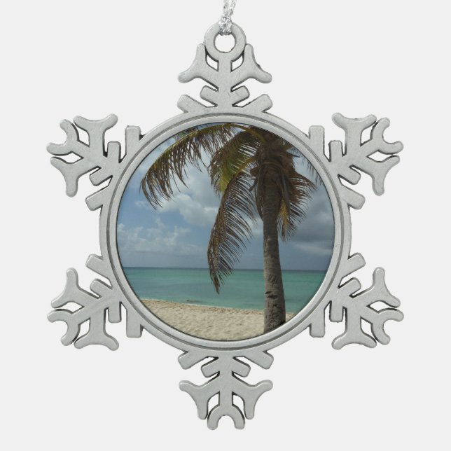 Aruban Beach I Beautiful Nature Szene Schneeflocken Zinn-Ornament (Vorderseite)
