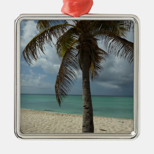 Aruban Beach I Beautiful Nature Szene Silbernes Ornament (Vorne)