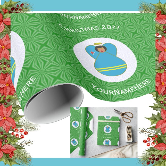 Aruban Flag Angel Weihnachten Personalisiert Geschenkpapier (Von Creator hochgeladen)